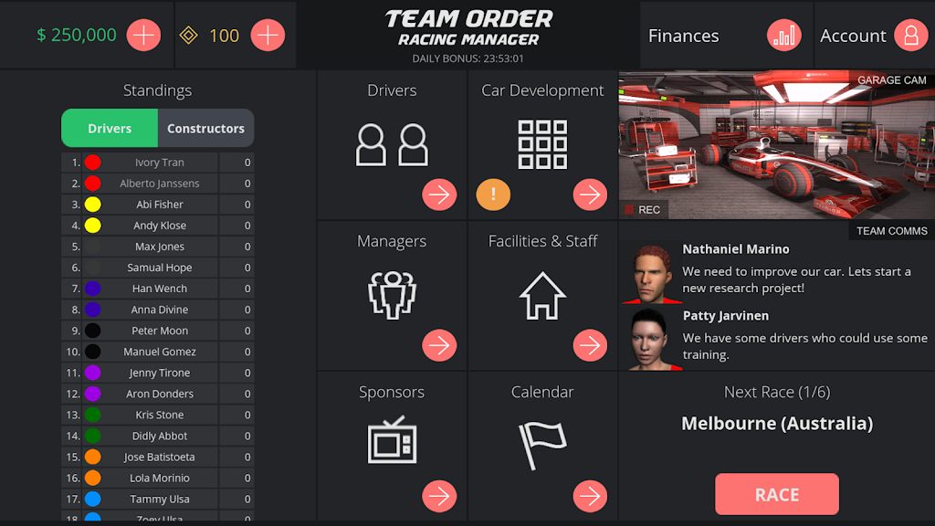 Team Order Racing Manager Mod Apk Unlimited Money