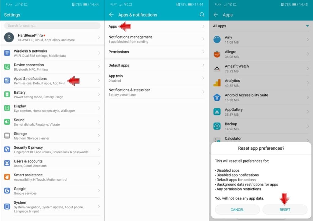 Reiniciar Preferências do App