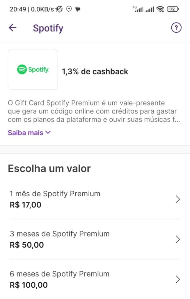 Cashback Gift Cards Do Spotify