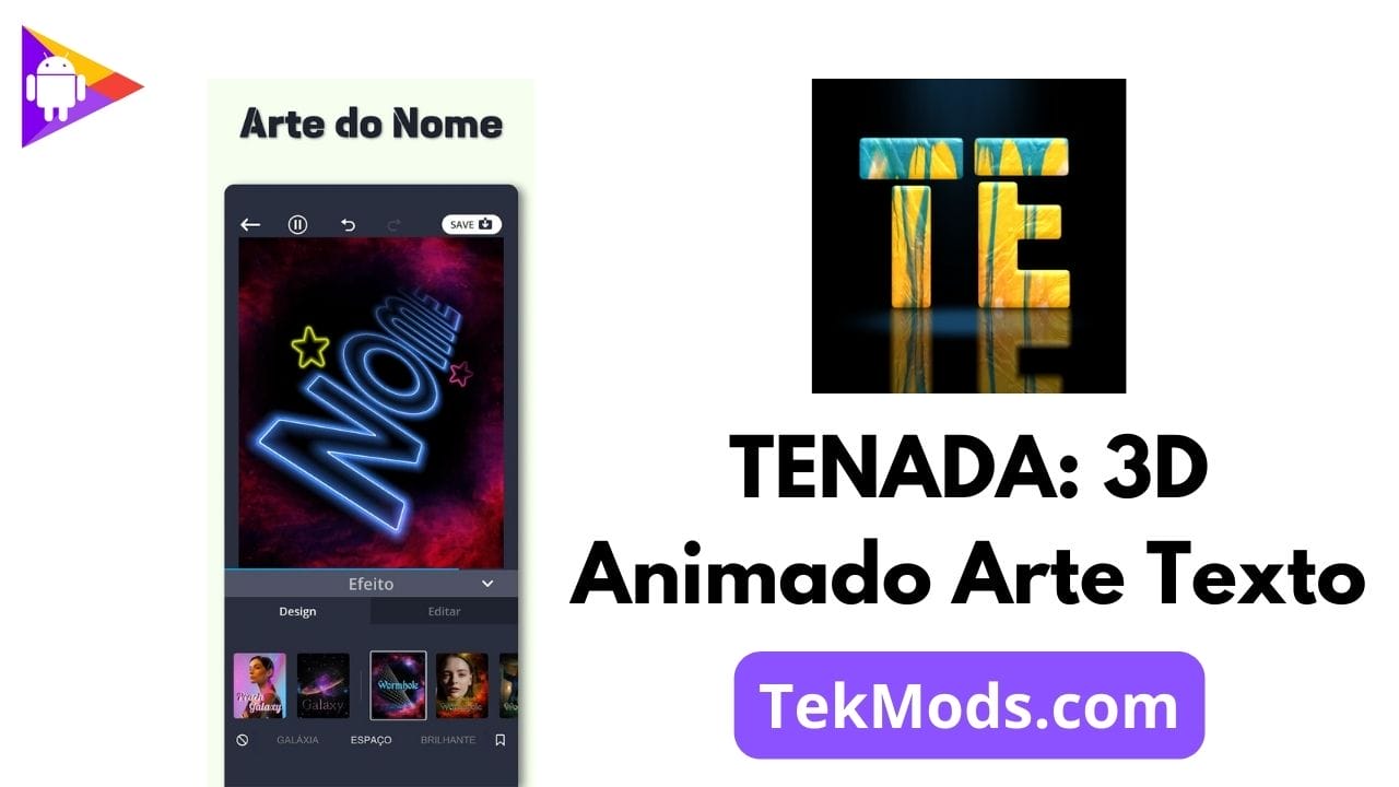 TENADA: 3D Animado Arte e Texto