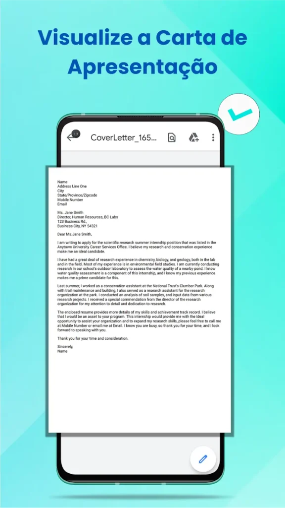 Carta de Apresentação para CV Mod Apk Download