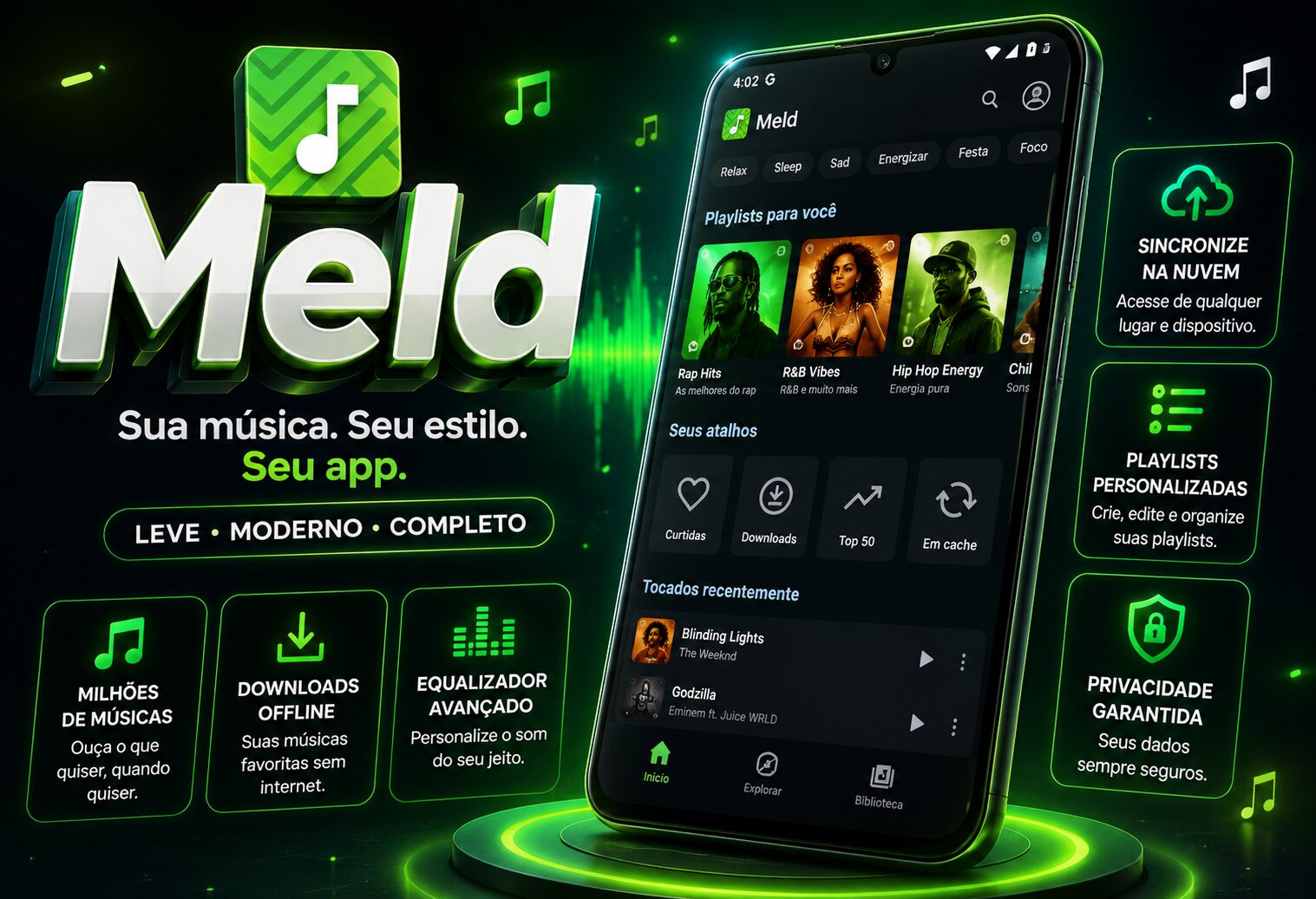 Meld – Cliente Spotify e YouTube Music