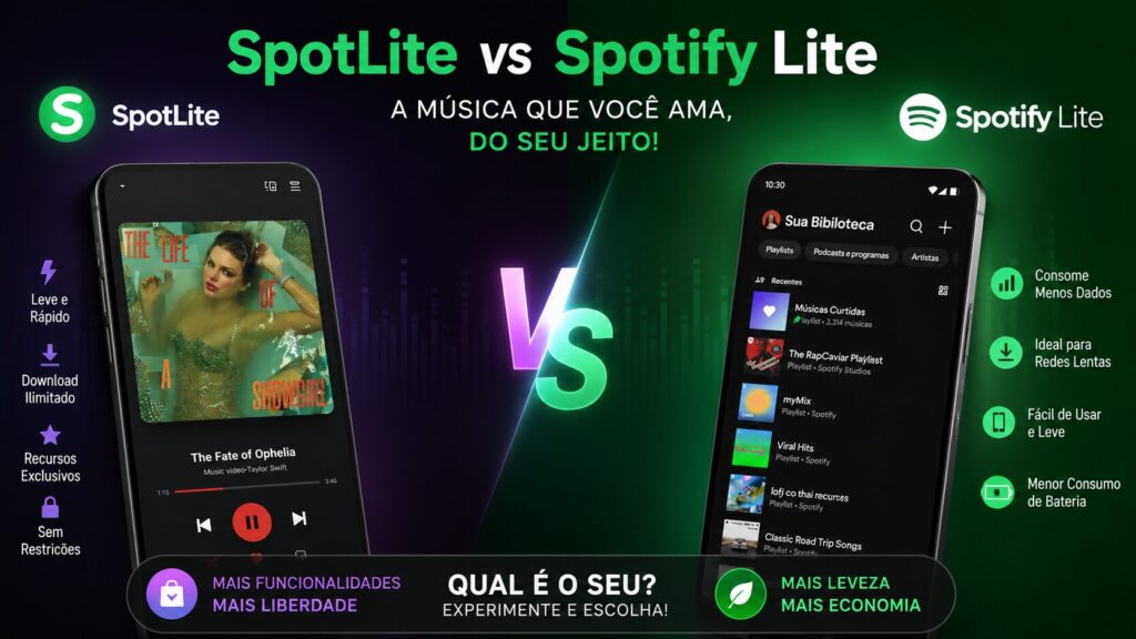 SpotLite vs Spotify Lite: Qual aplicativo de música leve para Android combina melhor com você?