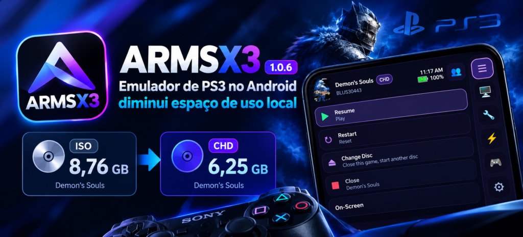 ARMSX3 1.0.6: emulador d   e PS3 no Android diminui espaço de uso local