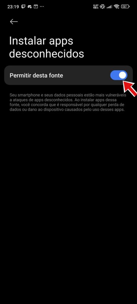 Passo 3 Permitir Desta Fonte